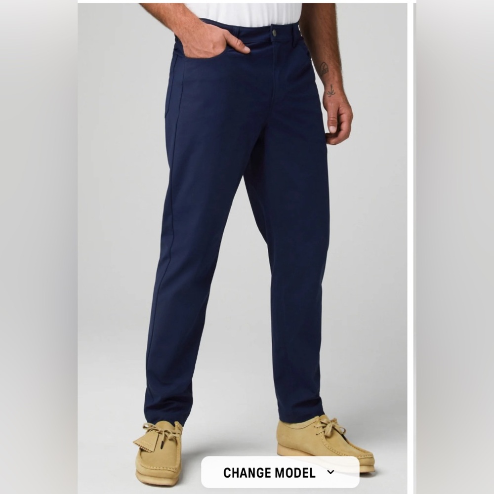 NEW Fabletics Pants Mens 34x32 Navy The Don 5 Pocket Slim Stretch Chino - Picture 1 of 10